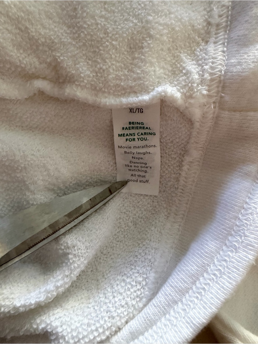 Aerie White Henley Sweatshirt Buttons Oversized Size Xl NWT - Picture 8 of 9